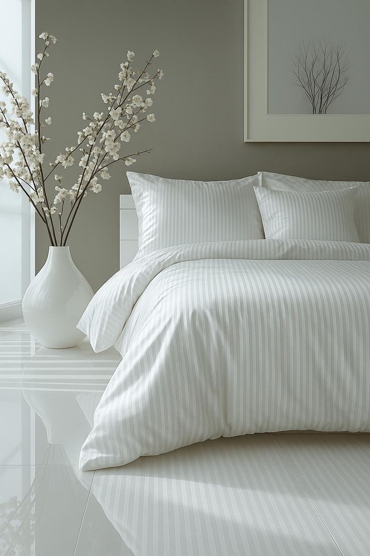 COTTONS satin stripe duvet cover set