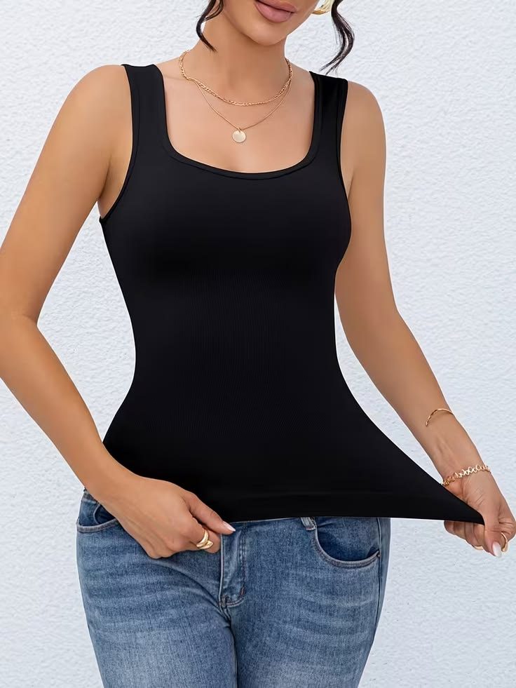 Black sleeveless ribbed vest top